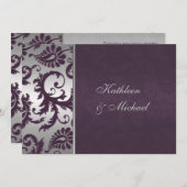 Lapis Lila und Silver Damask Einladung (Vorne/Hinten)