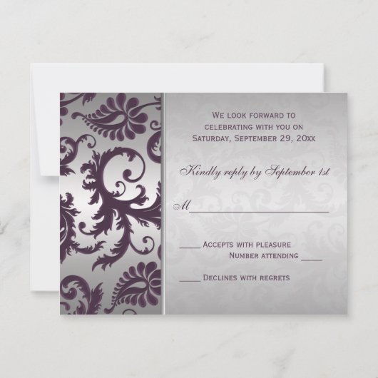 Lapis Lila und Silver Damask RSVP Card II (Rückseite)
