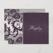 Lapis Lila und Silver Damask RSVP Card II (Vorne/Hinten)