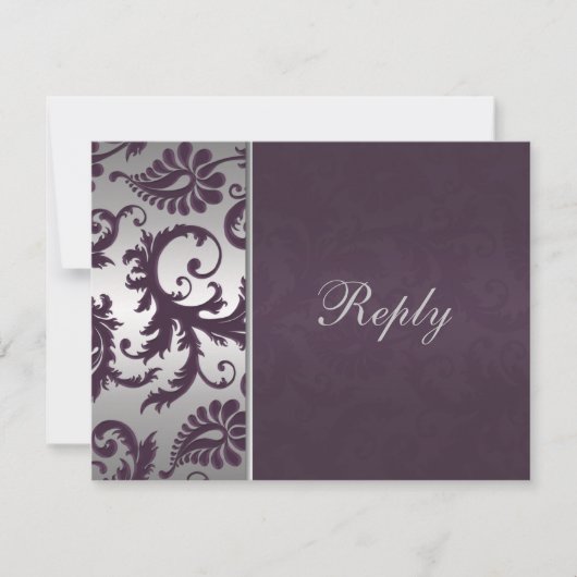 Lapis Lila und Silver Damask RSVP Card II Karte (Vorderseite)