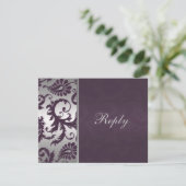 Lapis Lila und Silver Damask RSVP Card II Karte (Stehend Vorderseite)