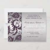 Lapis Lila und Silver Damask RSVP Card II Karte (Rückseite)