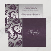 Lapis Lila und Silver Damask RSVP Card II Karte (Vorne/Hinten)