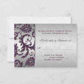 Lapis Lila und Silver Damask RSVP-Karte RSVP Karte (Rückseite)