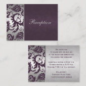 Lapis Lila und Silver Grau Damask Einsteckkarte Begleitkarte (Vorne/Hinten)
