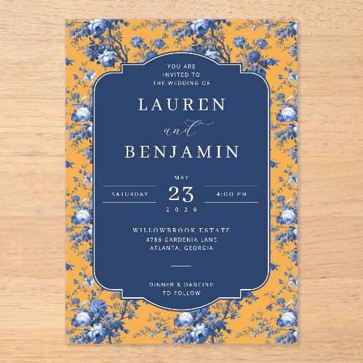 Lapis Rose Wedding Acryleinladungen (Vorderseite)