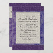 Lapis und silberne Damast-Art-Hochzeits-Einladung Einladung (Vorne/Hinten)