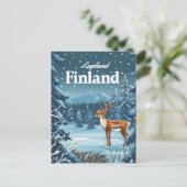 Lapland Finnland Vintage Postkarte (Stehend Vorderseite)