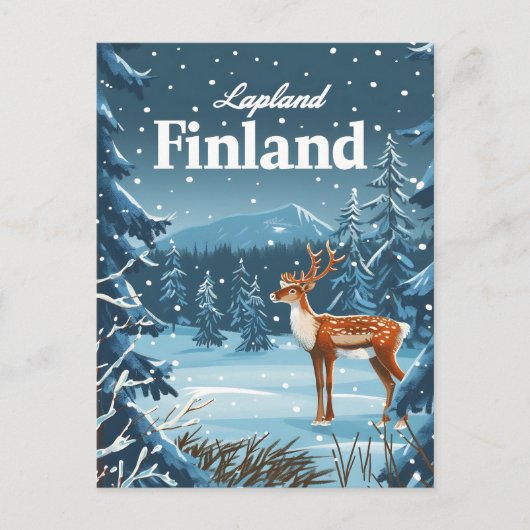 Lapland Finnland Vintage Postkarte (Vorderseite)