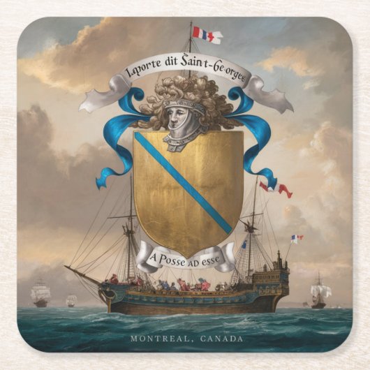 Laporte dit Saint Georges Wappen 4 Rechteckiger Pappuntersetzer (Vorderseite)