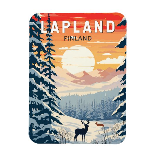 Lappland Finnland - Kunst Vintag Magnet (Vertikal)