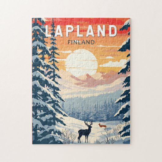 Lappland Finnland - Kunst Vintag Puzzle (Vertikal)