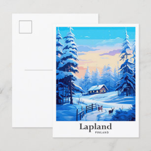 Lappland Finnland Reiseporträt-Illustration Postkarte