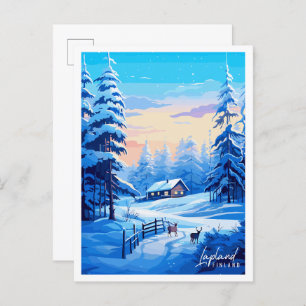 Lappland Finnland - Vintage-Illustration Postkarte