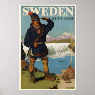 Lappland Schweden Vintage-Reiseposter Poster