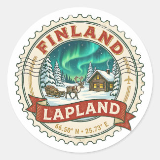 Lappland Vintage Reisestempel Finnland Runder Aufkleber