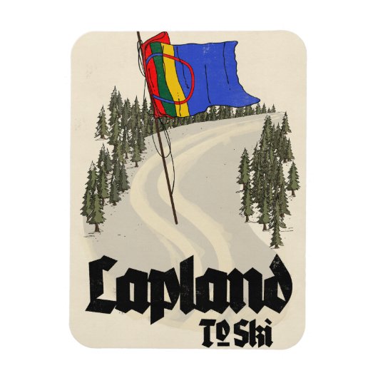 Lappland zum Skifahren Magnet (Vertikal)