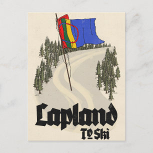 Lappland zum Skifahren Postkarte