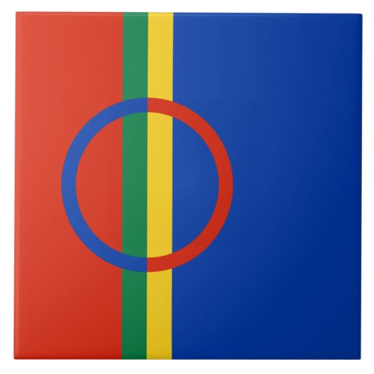 Lapplandflagge (Weihnachten) (Sami) (Laplander) Fliese (Vorderseite)