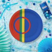 Lapplandflagge (Weihnachten) (Sami) (Laplander) Pappteller (Party)