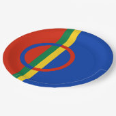 Lapplandflagge (Weihnachten) (Sami) (Laplander) Pappteller (Schrägansicht)