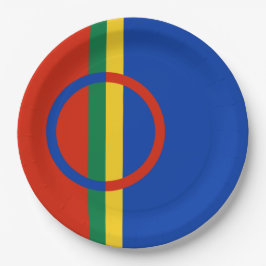 Lapplandflagge (Weihnachten) (Sami) (Laplander) Pappteller