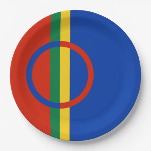 Lapplandflagge (Weihnachten) (Sami) (Laplander) Pappteller