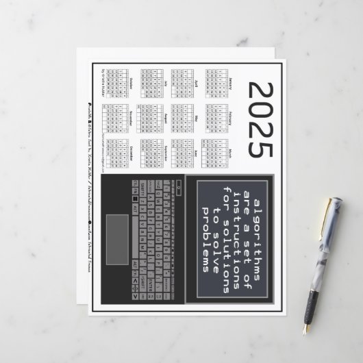 Laptop-Algorithmen lösen Probleme 2025 Kalender (Vorderseite/Rückseite Beispiel)