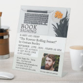 Laptop-Anzeige, Buchsignierwerbung für Autoren Sockelschild (In Situ)