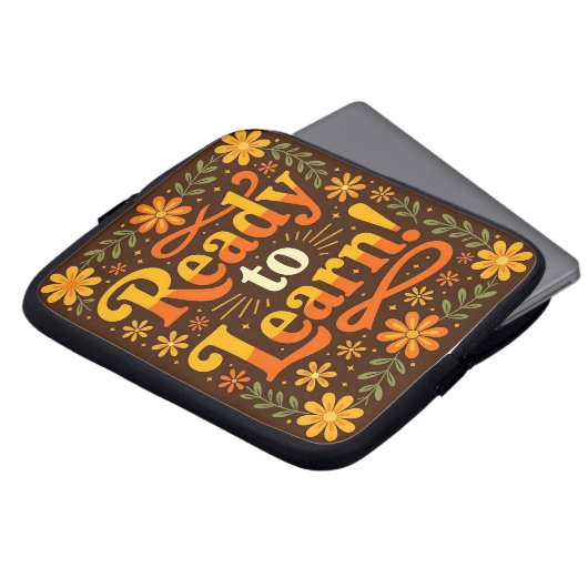 Laptop-Ärmel mit Buchstaben und Blume Laptopschutzhülle (Vorne Oben)