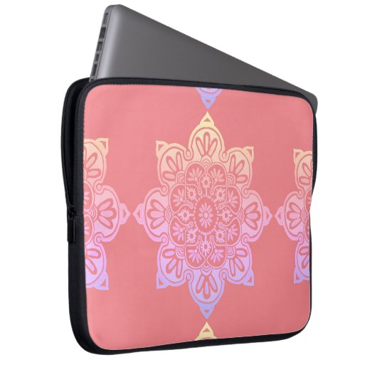 Laptop-Ärmel, Pfirsich mit Pastellmedaille Laptopschutzhülle (Vorne Rechts)
