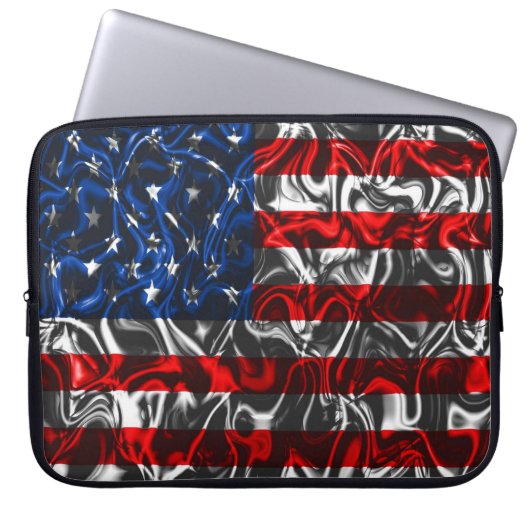 Laptop-Bag mit Metallic Wave American Flag Laptopschutzhülle (Vorderseite)