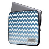 Laptop blauer Ombre Zickzack individueller Name Laptopschutzhülle (Vorderseite Links)