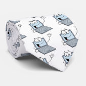 Laptop-Cartoon-Charakter, der einen Gruß Krawatte (Gerollt)