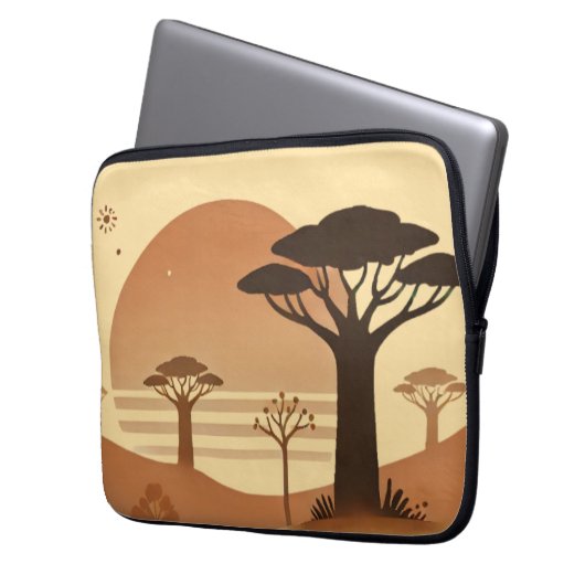 🌅 Laptop Case - Afrikanische Sunset Elegance 🌅 (Vorderseite Links)