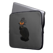 Laptop Case with Black Halloween Cat Design (Vorderseite Links)