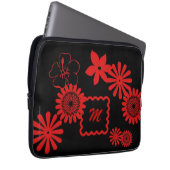 Laptop-Computer Hülsen-rote Blumen mit Monogramm Laptopschutzhülle (Vorne Rechts)