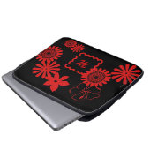 Laptop-Computer Hülsen-rote Blumen mit Monogramm Laptopschutzhülle (Vorne Knopf)