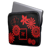 Laptop-Computer Hülsen-rote Blumen mit Monogramm Laptopschutzhülle (Vorderseite Links)