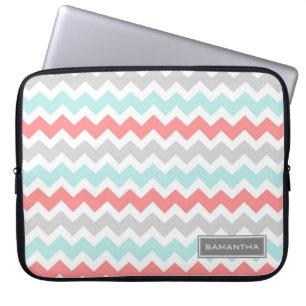 Laptop Coral Türkis Chevron Benutzerdefinierter Na Laptopschutzhülle