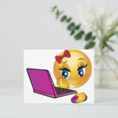 Laptop Emoji Girl Postkarte (Stehend Vorderseite)