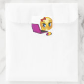 Laptop Emoji Girl Quadratischer Aufkleber (Tasche)