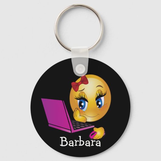 Laptop-Emoji-Mädchen-Schlüsselanhänger Schlüsselanhänger (Vorderseite)