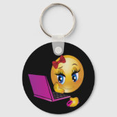 Laptop-Emoji-Mädchen-Schlüsselanhänger Schlüsselanhänger (Rückseite)