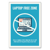 Laptop-freie Zone-Tischkarte Tischnummer (Vorderseite)