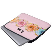 Laptop-Gehäuse in rosa mit farbigen Blume Laptopschutzhülle (Vorne Knopf)