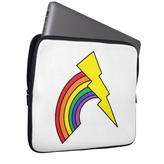 Laptop-Gehäuse mit Regenbogen und gelbem Blitzschl Laptopschutzhülle (Vorne Rechts)