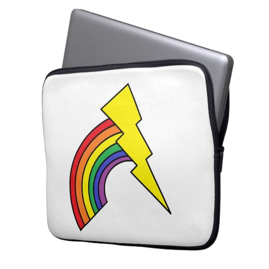 Laptop-Gehäuse mit Regenbogen und gelbem Blitzschl Laptopschutzhülle (Vorderseite Links)