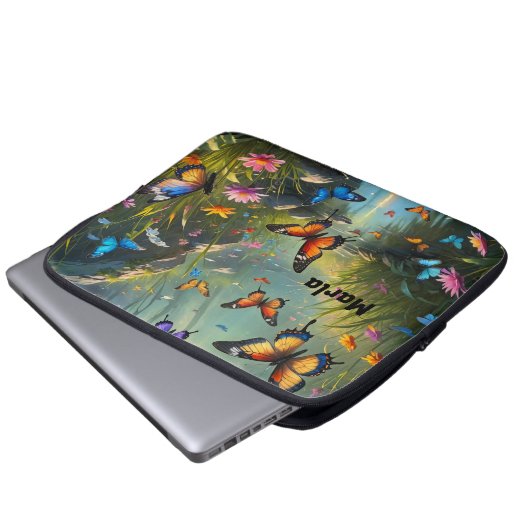 Laptop-Gehäuse mit Schmetterlingen Laptopschutzhülle (Vorne Knopf)
