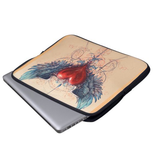 Laptop-Gehäuse mit Skizzenherz Laptopschutzhülle (Vorne Knopf)